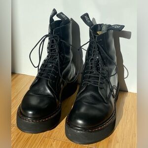 R13 - platform combat boots, hard-to- find size 5